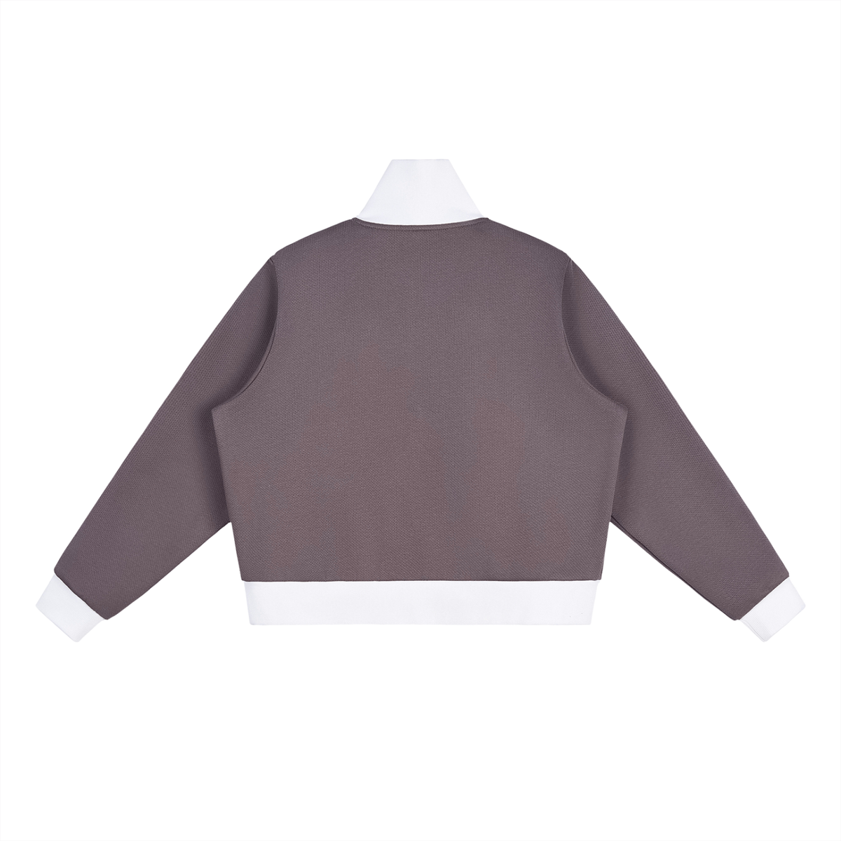Contrast Side Stripe Fleece Cropped Track Jacket