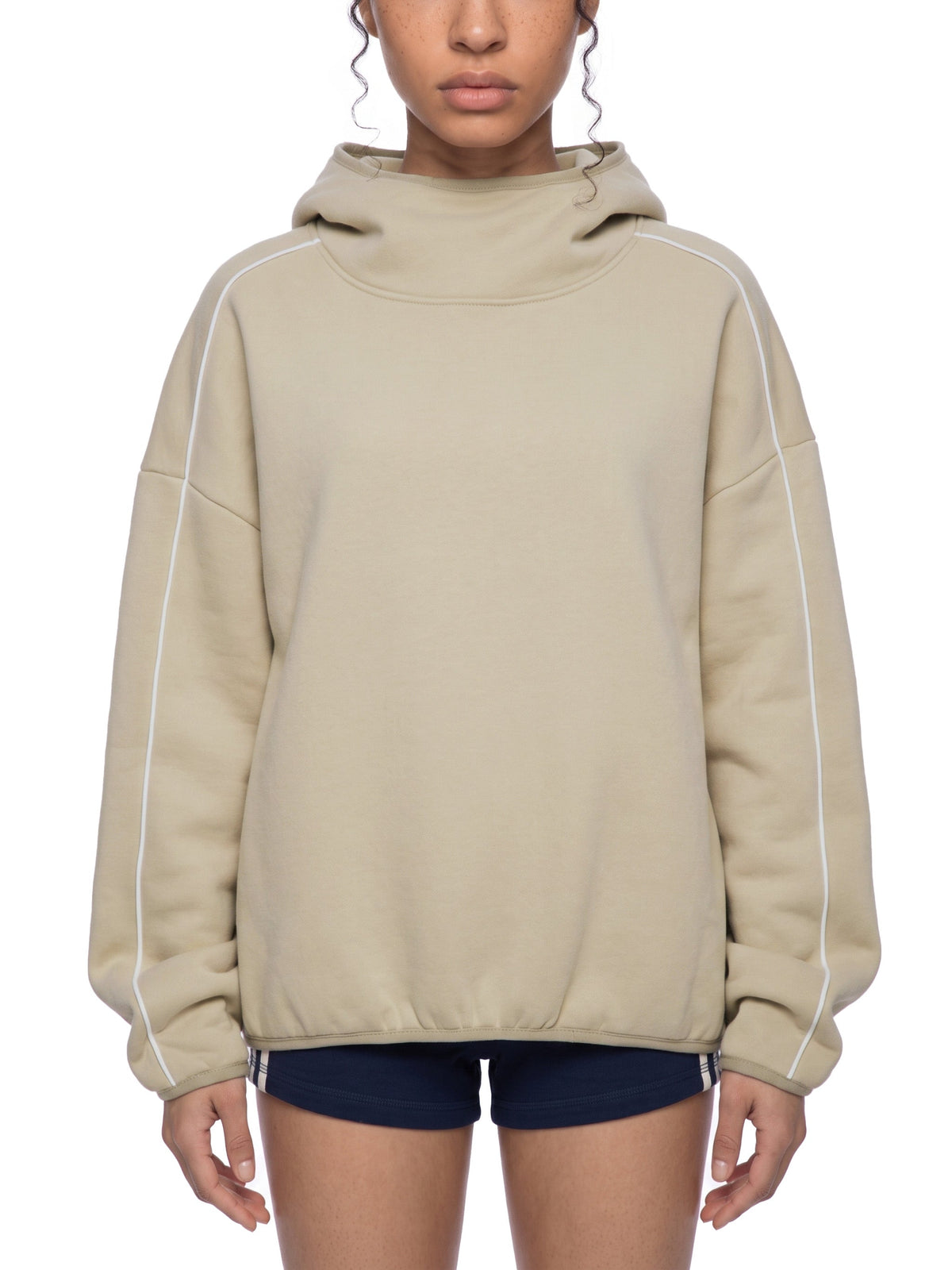 Unisex Boxy Piping Fleece Hoodie