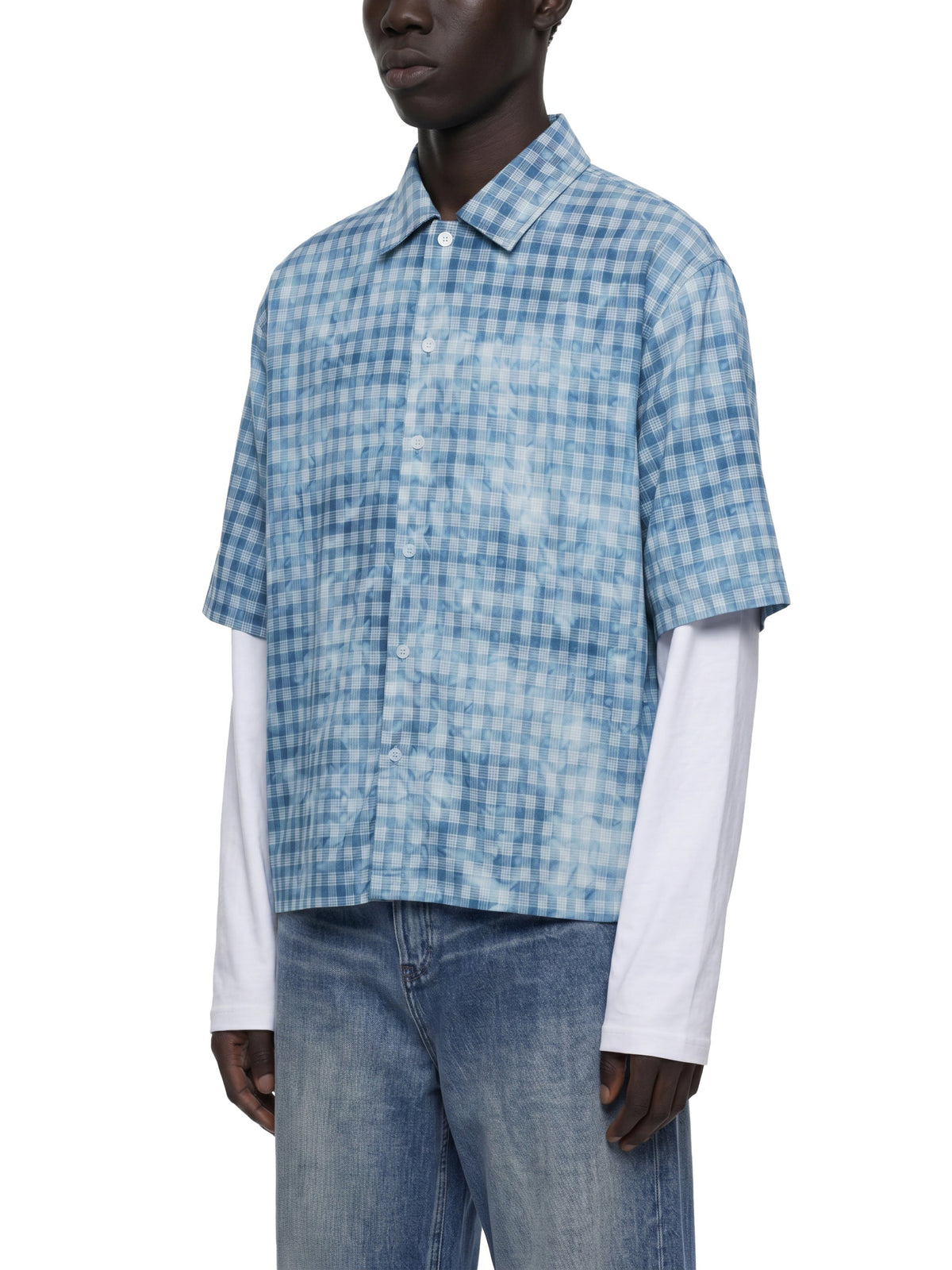 Unisex Vintage Wash Plaid Short Sleeve Shirt