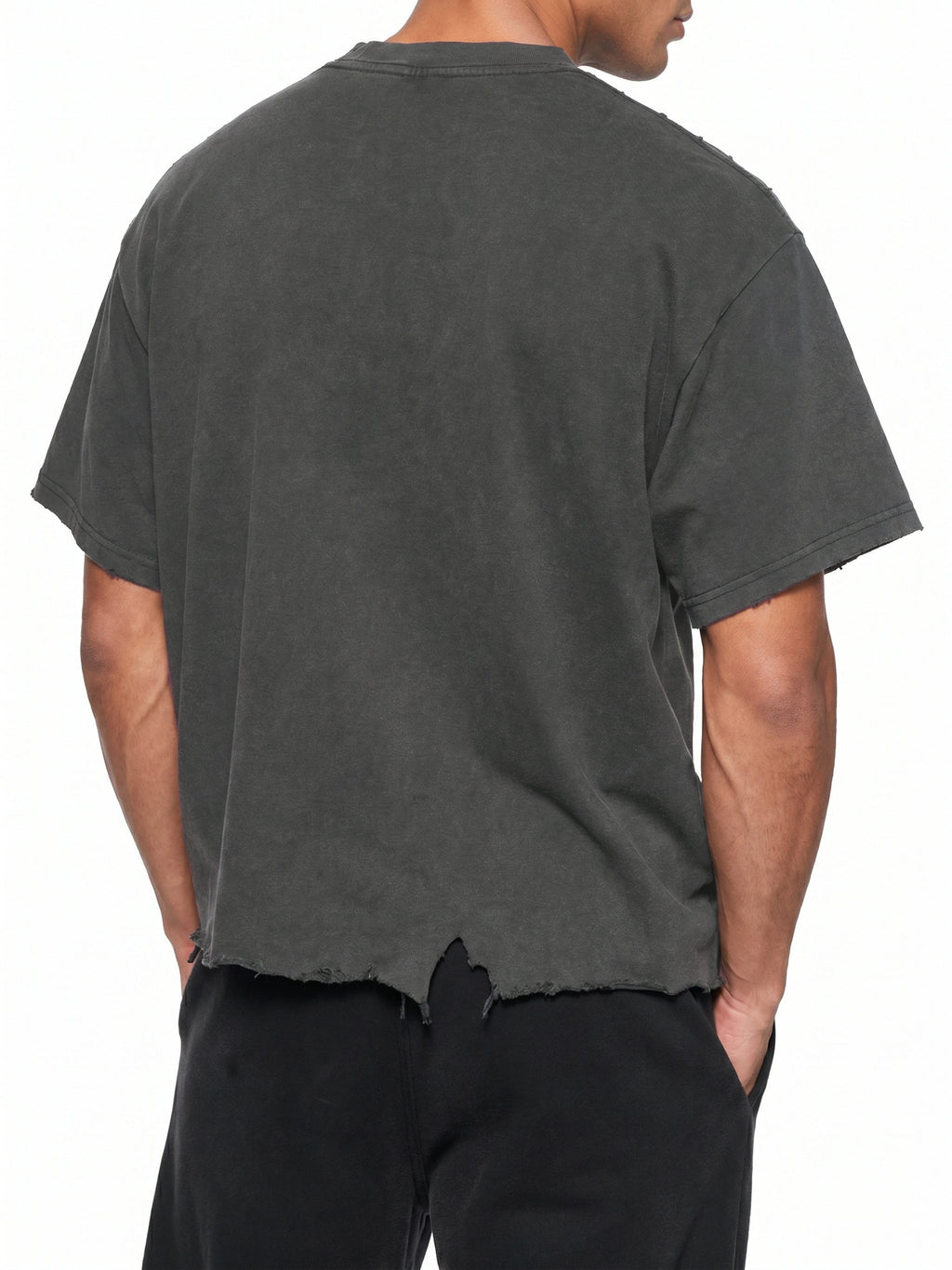 Unisex Vintage-Wash Boxy Distressed-Hem T-Shirt gallery view