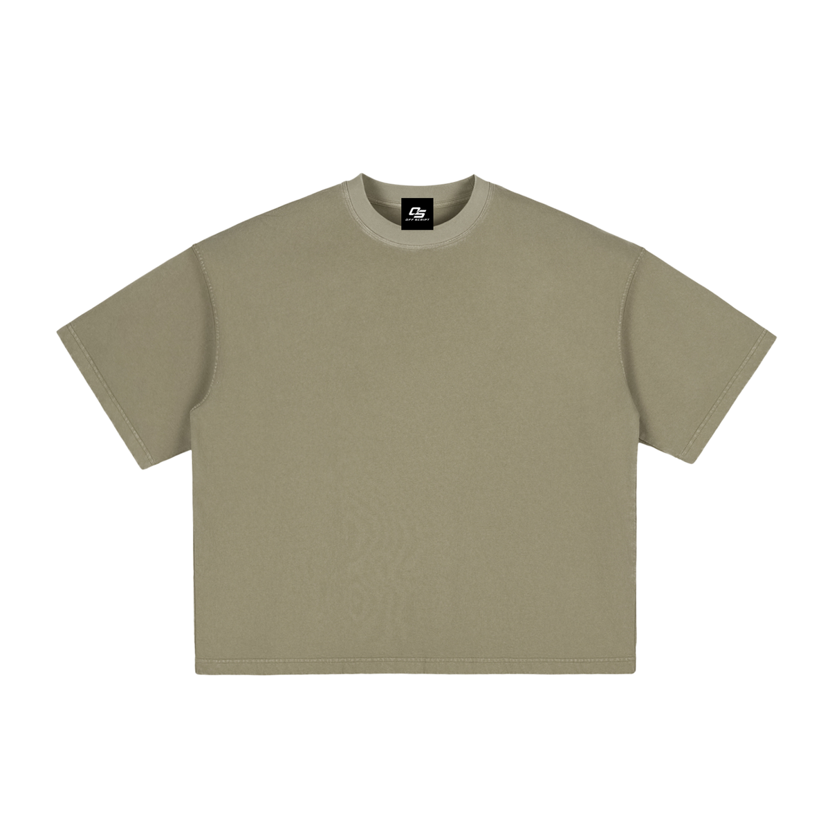 Grey Green Unisex vintage-washed boxy T-shirt front view