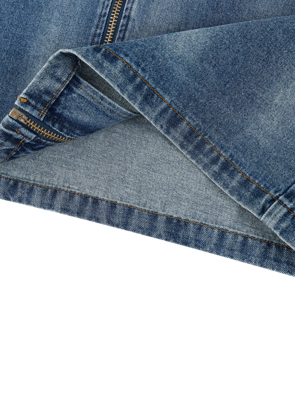 Unisex Vintage Washed Full-Zip Denim Shirt