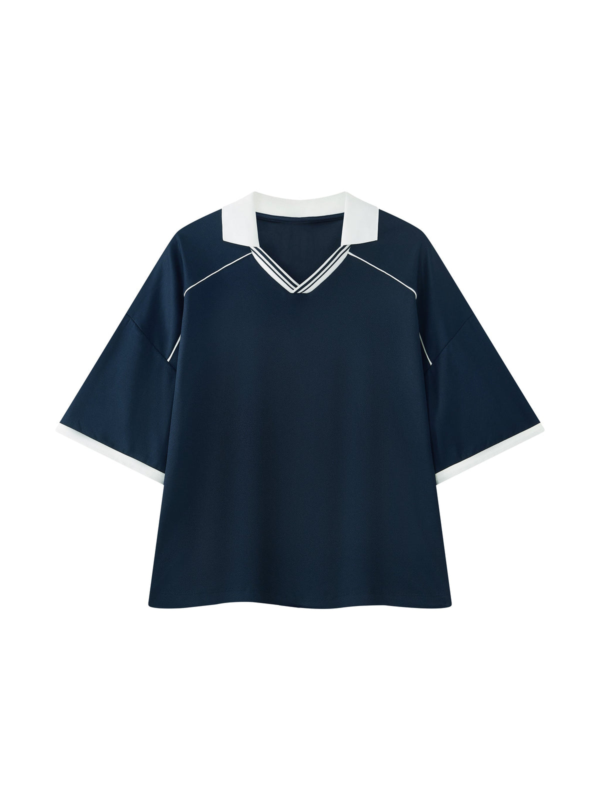 Unisex Collared Piping Boxy Soccer Jersey