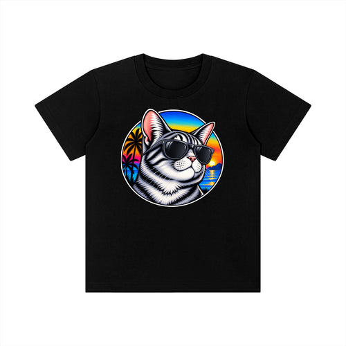 Cat Sunset Kids' Crewneck Short-Sleeve T-Shirt