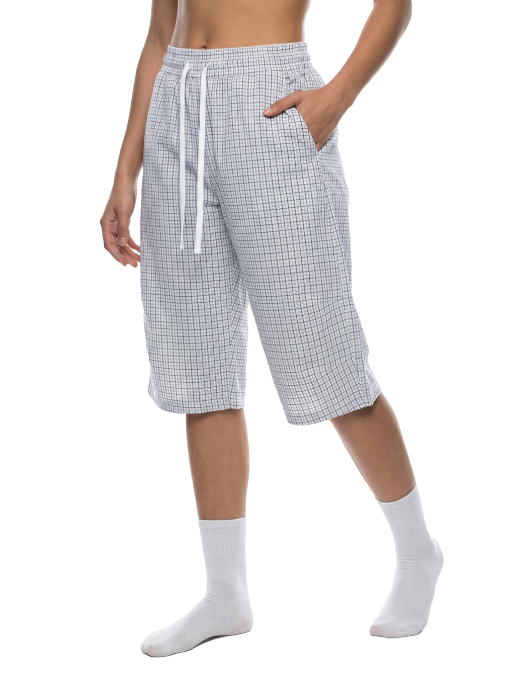 Unisex Plaid Loose Capri Shorts