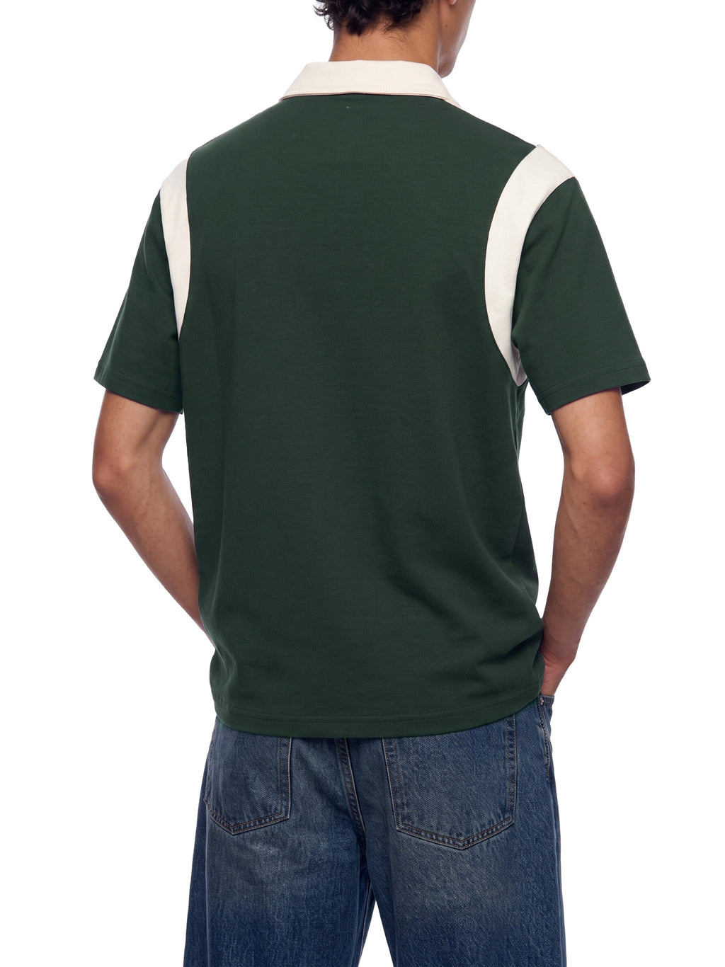 Unisex Color Block Quarter Zip Polo Shirt