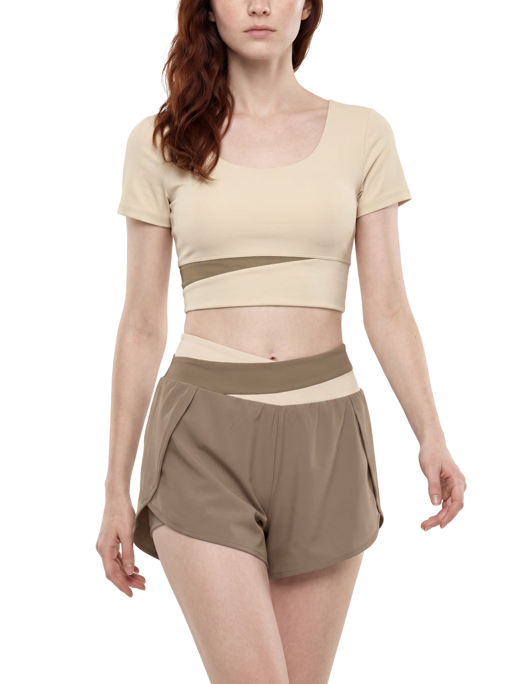 Women's Panelled Crop Yoga T-Shirt