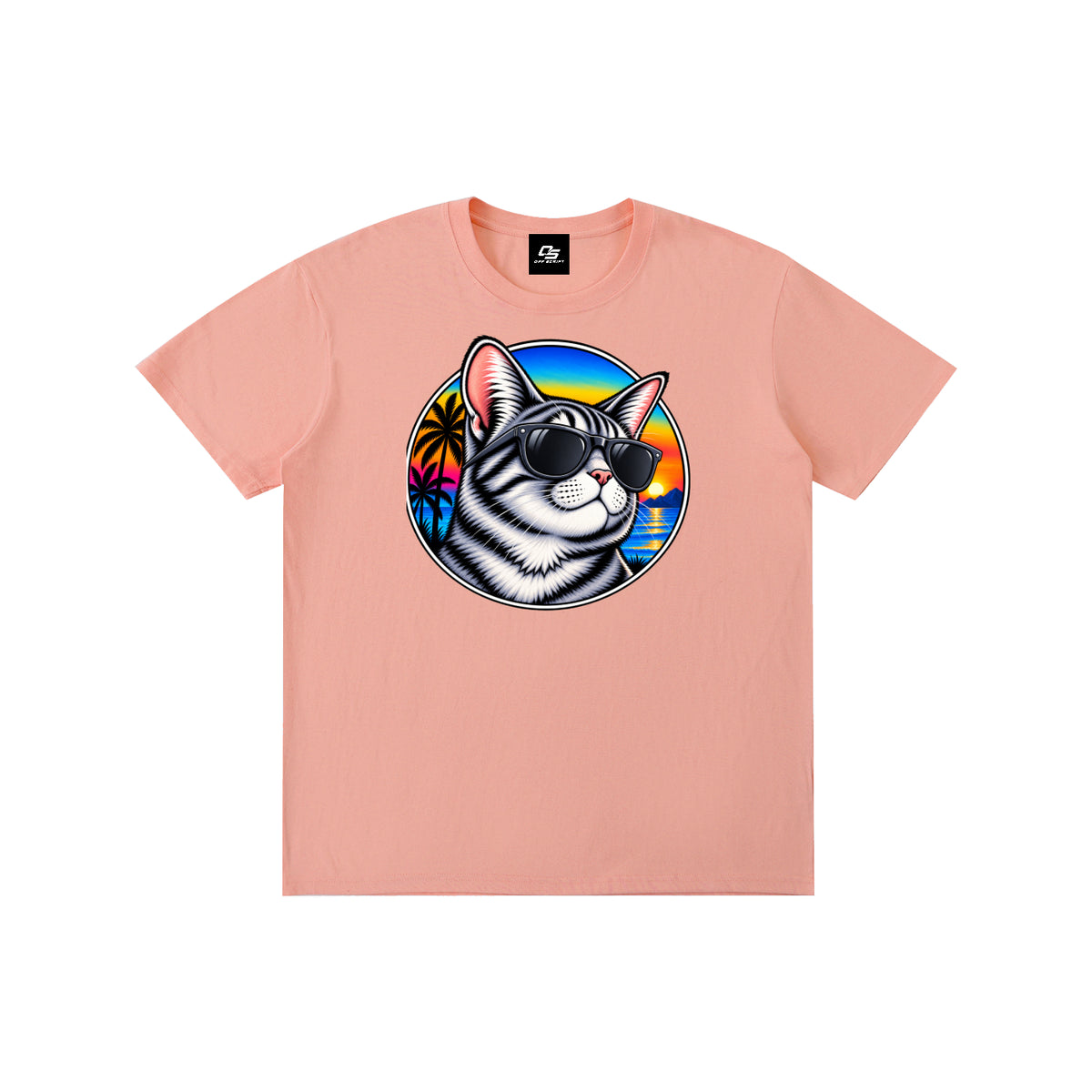Cool Cat Tropical Sunset Pure Cotton Unisex T-Shirt