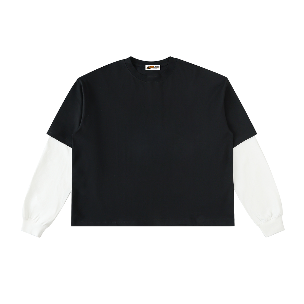 Unisex Layered Contrast-Sleeve Long-Sleeve T-Shirt gallery view