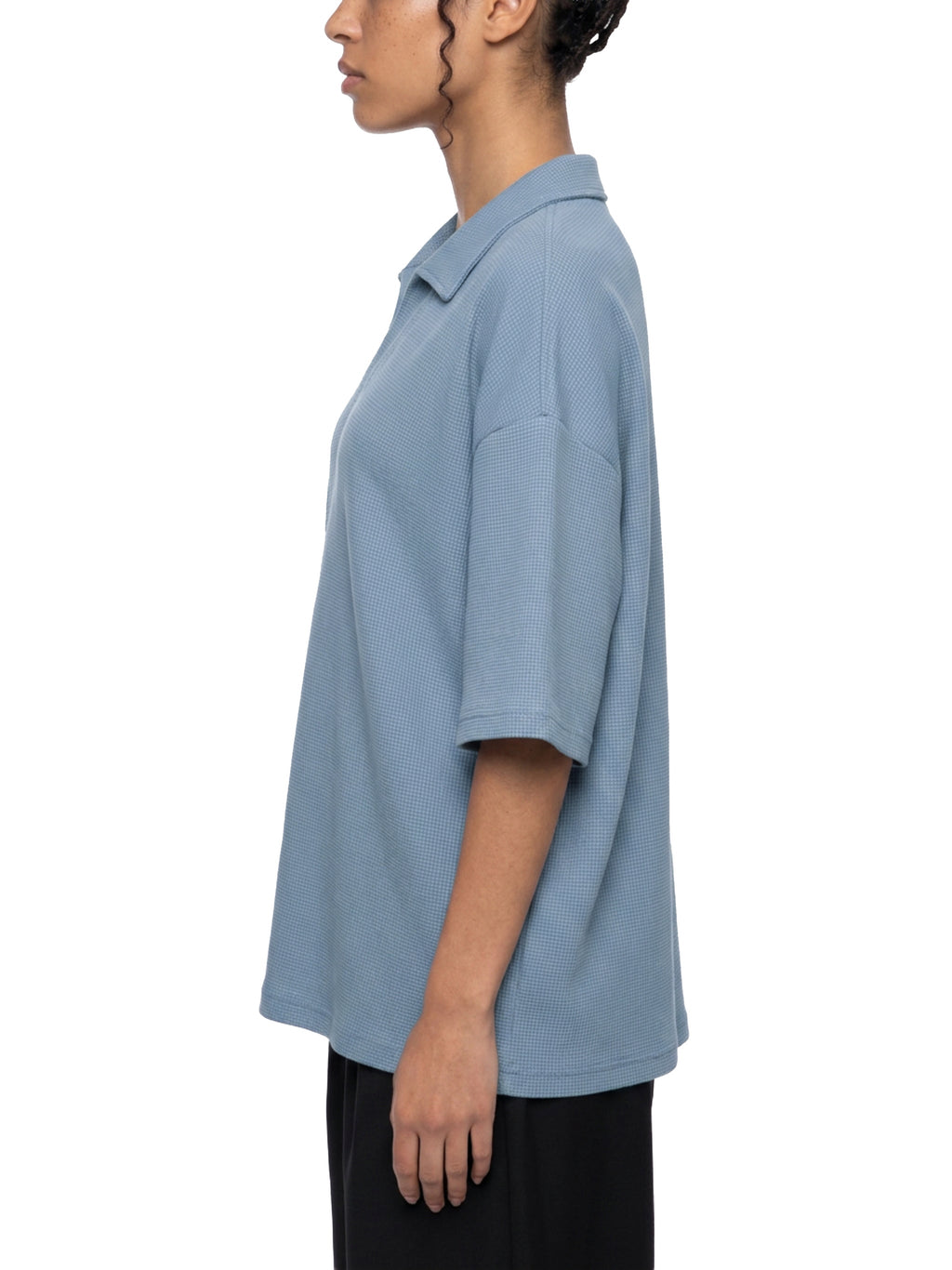 Unisex Vintage Wash Waffle Boxy Polo Shirt