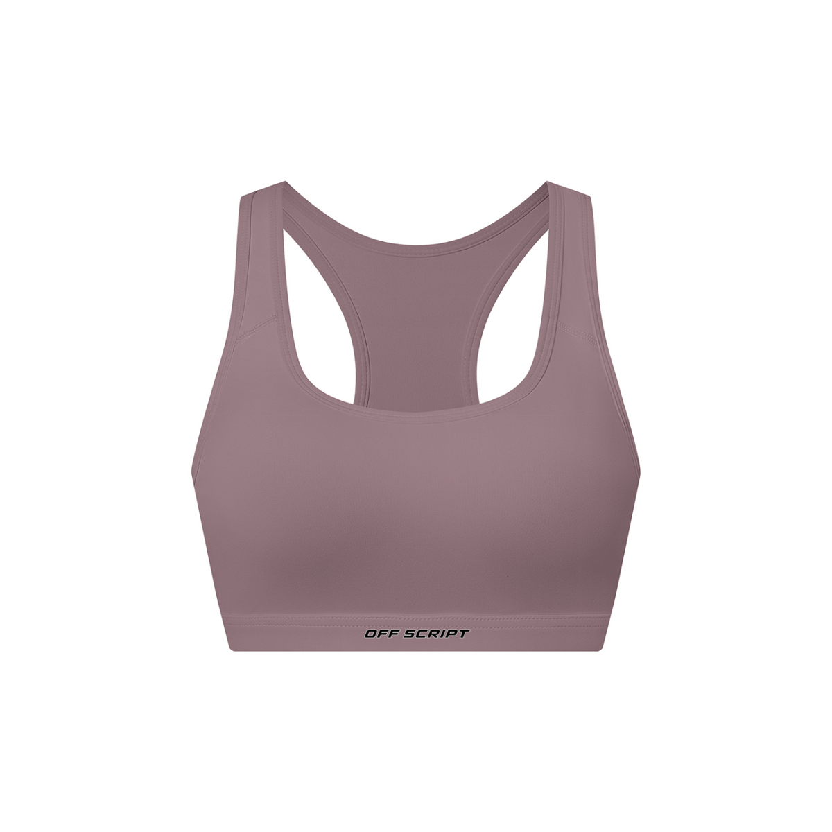 Off Script Women's Cropped Sports Bra - Ash Purple front mockup