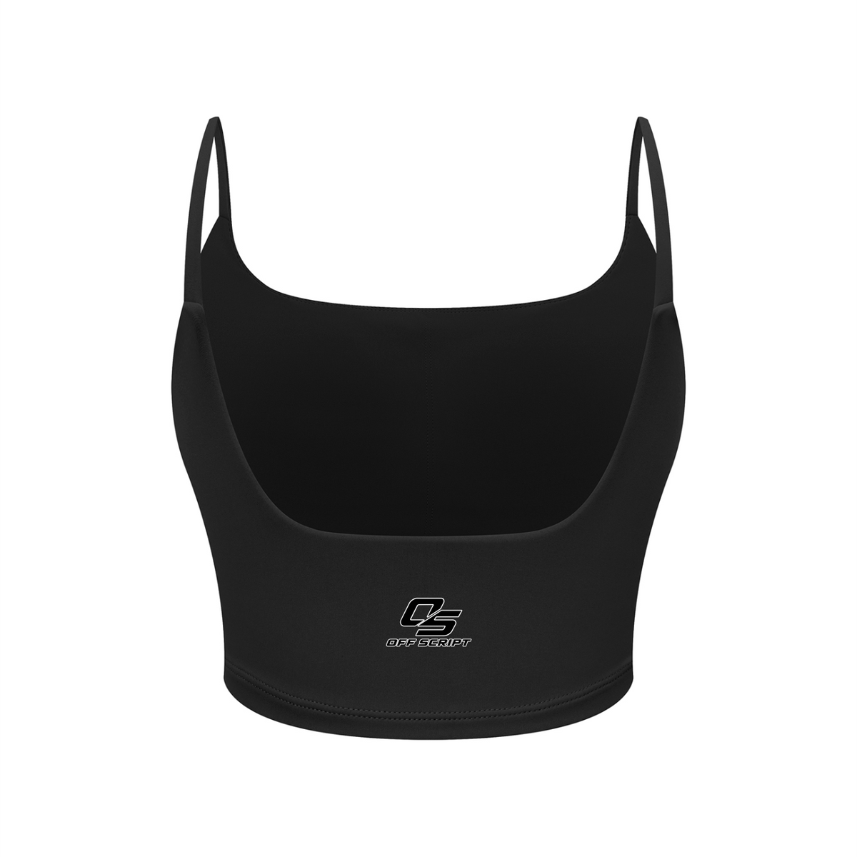 Off Script Women's Solid Color Sports Bra - Black back 3D mockup