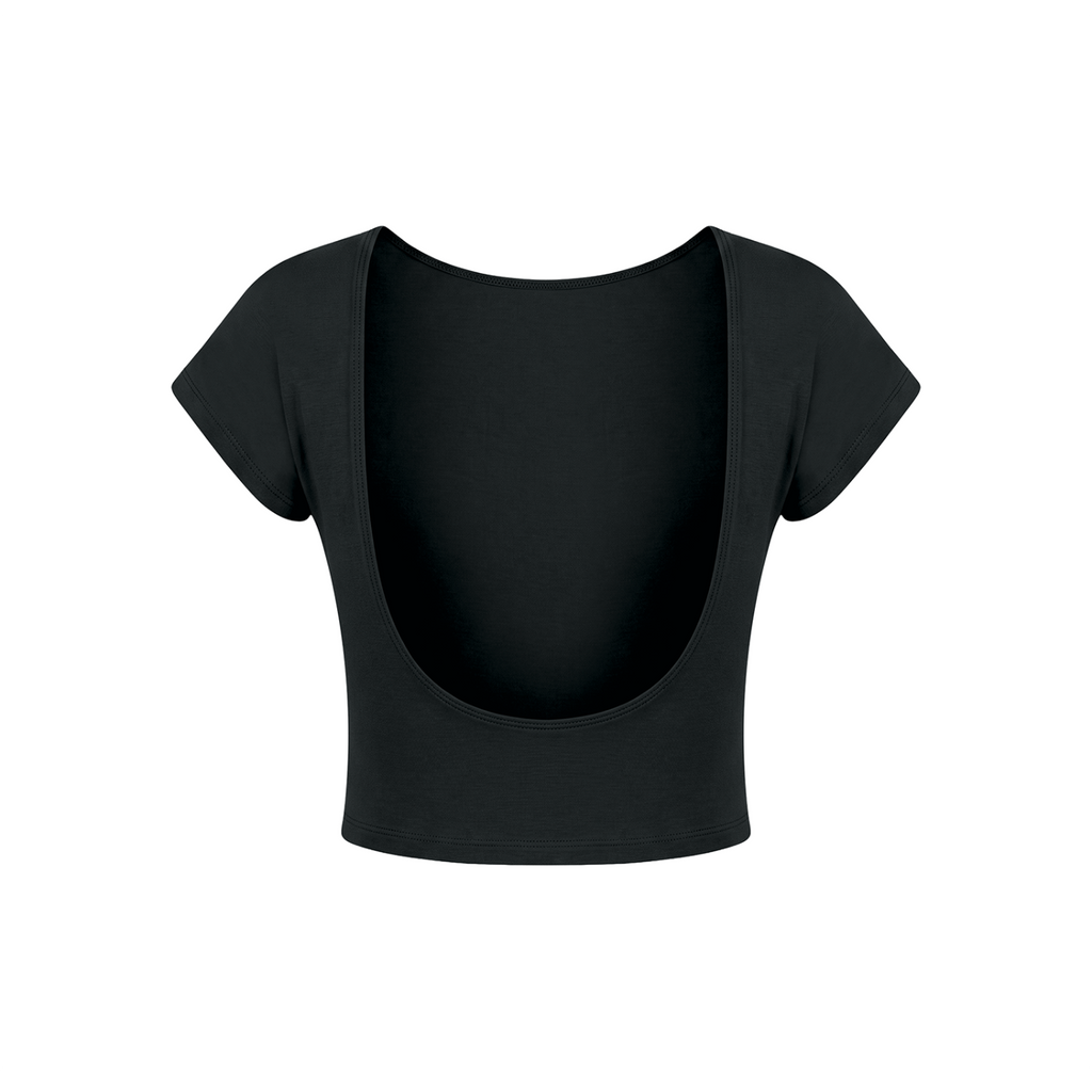 Guardian Angel Women's Open-Back T-Shirt - Black back 3D mockup