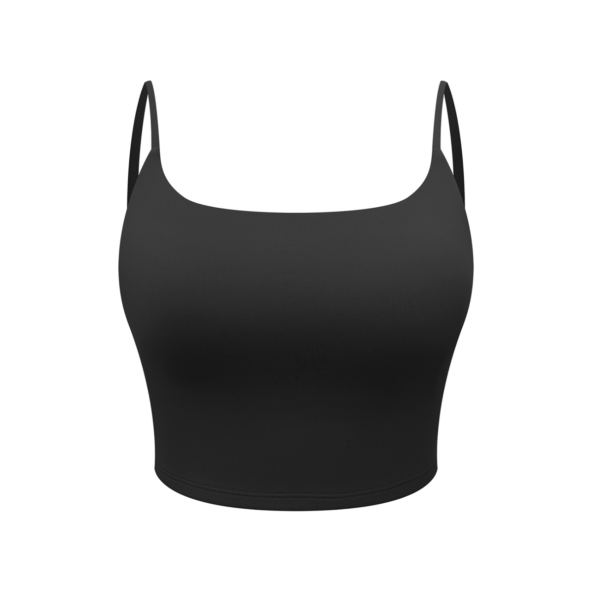 Off Script Women's Solid Color Sports Bra - Black front 3D mockup