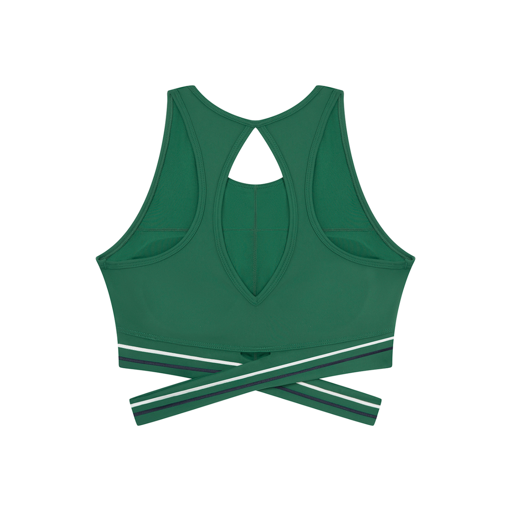 Off Script Women’s Criss-Cross Band Sports Bra - Blackish Green back