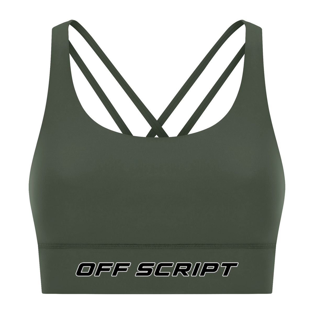 Strappy Criss-Cross Sports Bra - Blackish Green front mockup