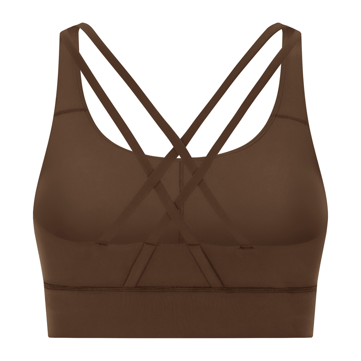Strappy Criss-Cross Sports Bra - Brown back mockup