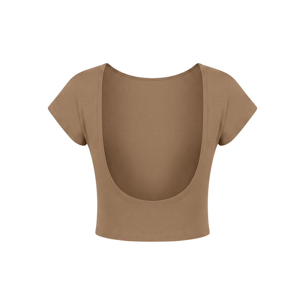 Guardian Angel Women's Open-Back T-Shirt - Coffee back 3D mockup