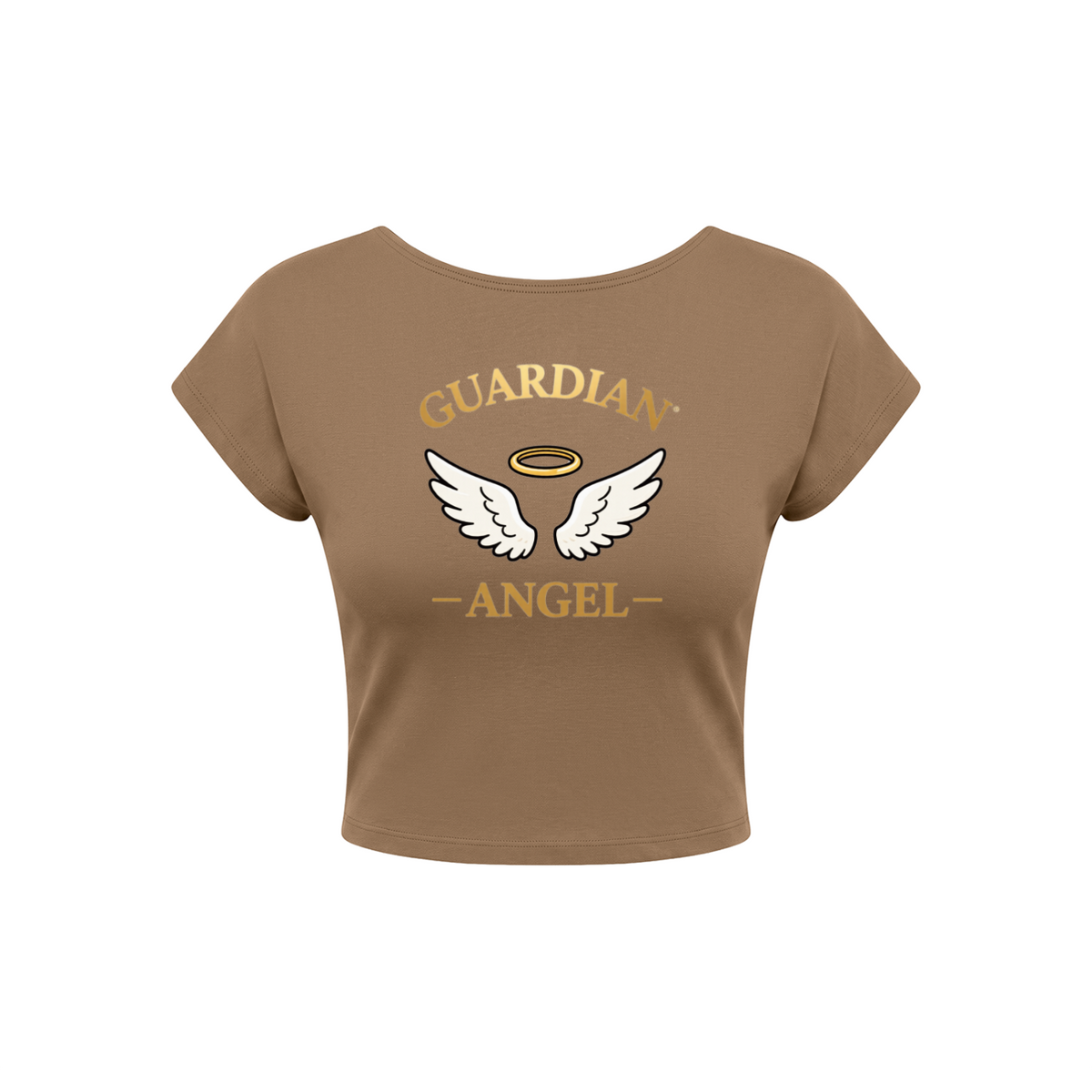 Guardian Angel Women's Open-Back T-Shirt - Coffee front 3D mockup