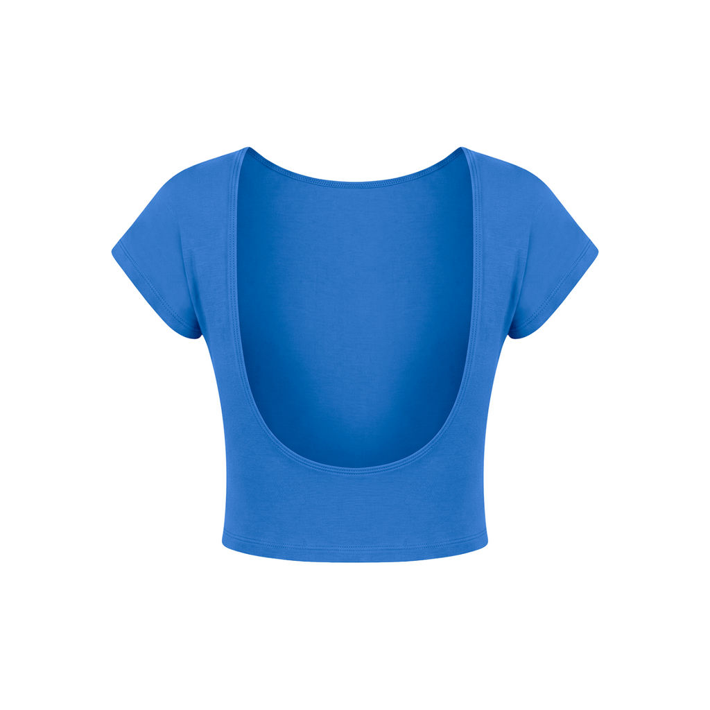 Guardian Angel Women's Open-Back T-Shirt - Colorful Blue back 3D mockup