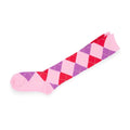 Womens Knee High Argyle Socks Purple Pink Diamond Check