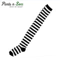 New Womens Ladies Black White Striped Thigh High Socks Size 2-8