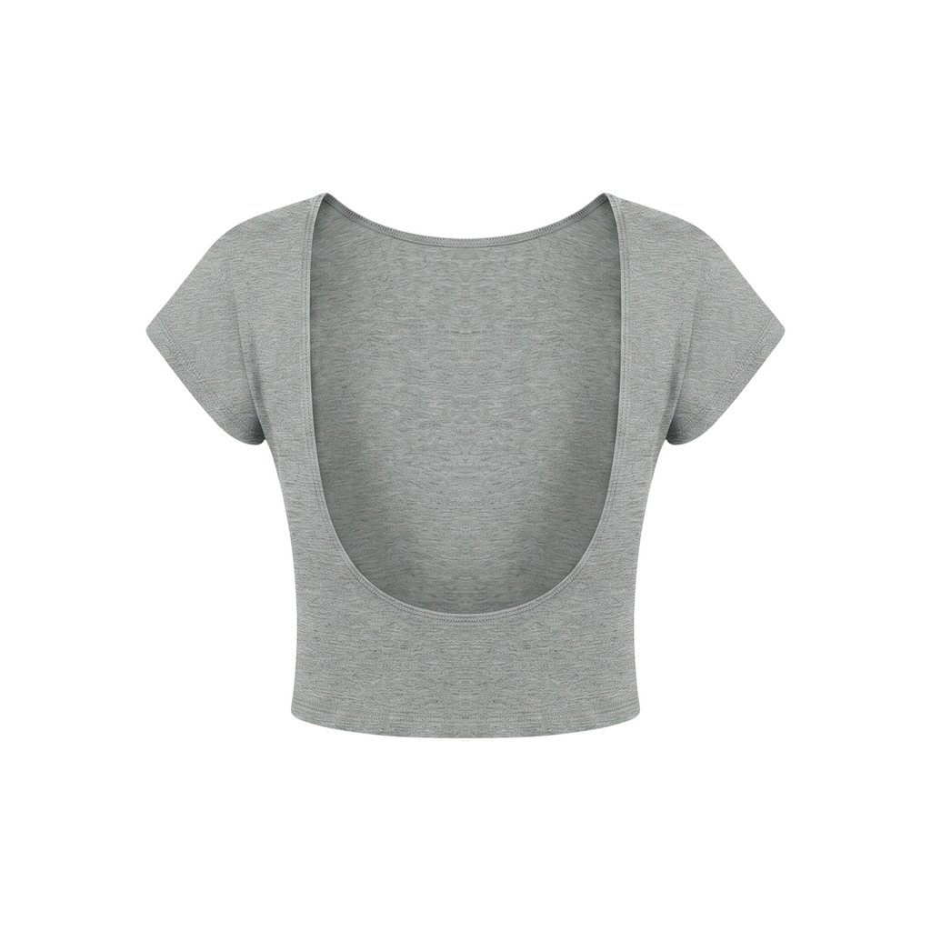 Guardian Angel Women's Open-Back T-Shirt - Flower Gray back 3D mockup