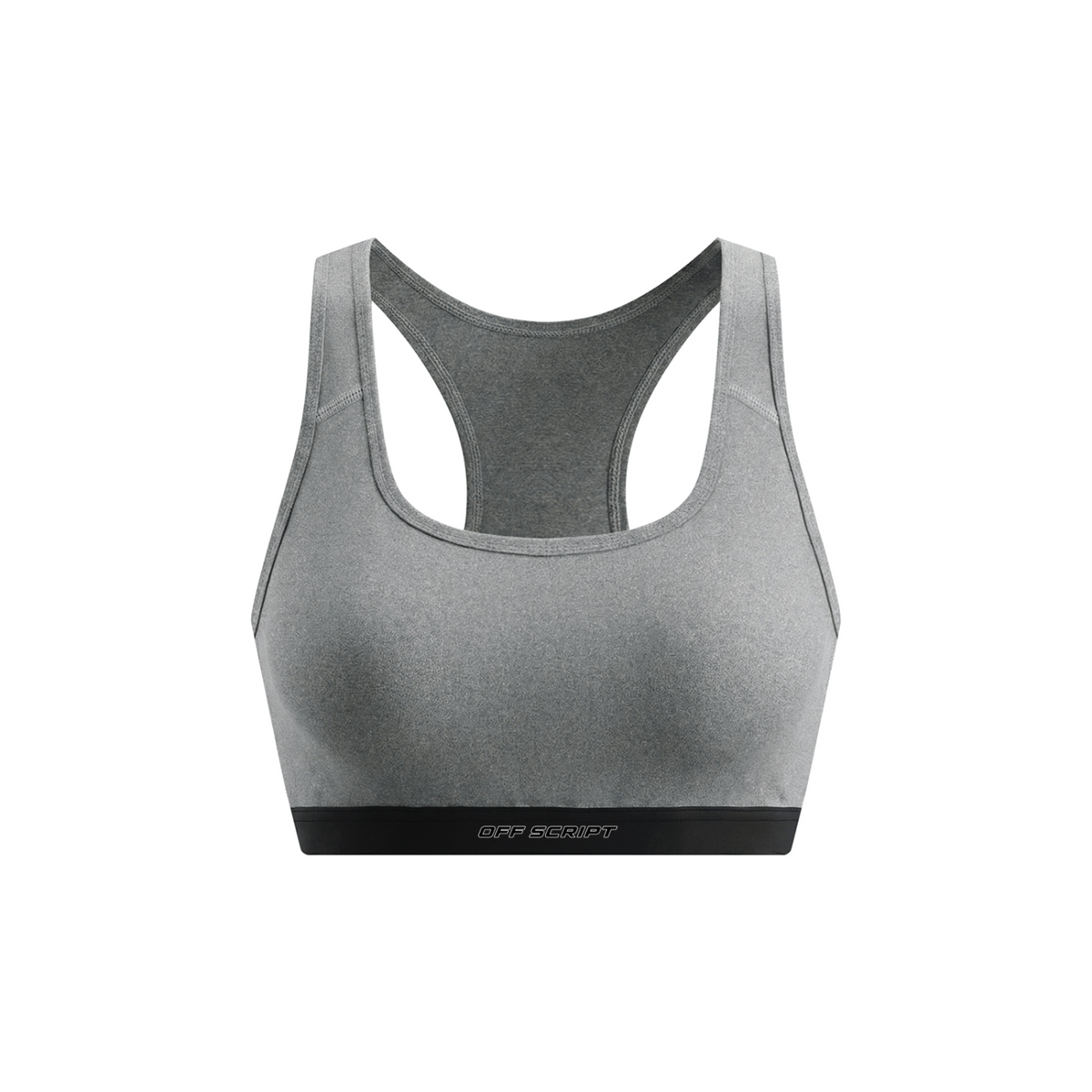 Off Script Women's Cropped Sports Bra - Flower Gray front mockup
