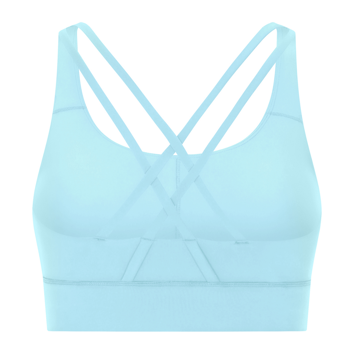 Strappy Criss-Cross Sports Bra - Light Blue back mockup
