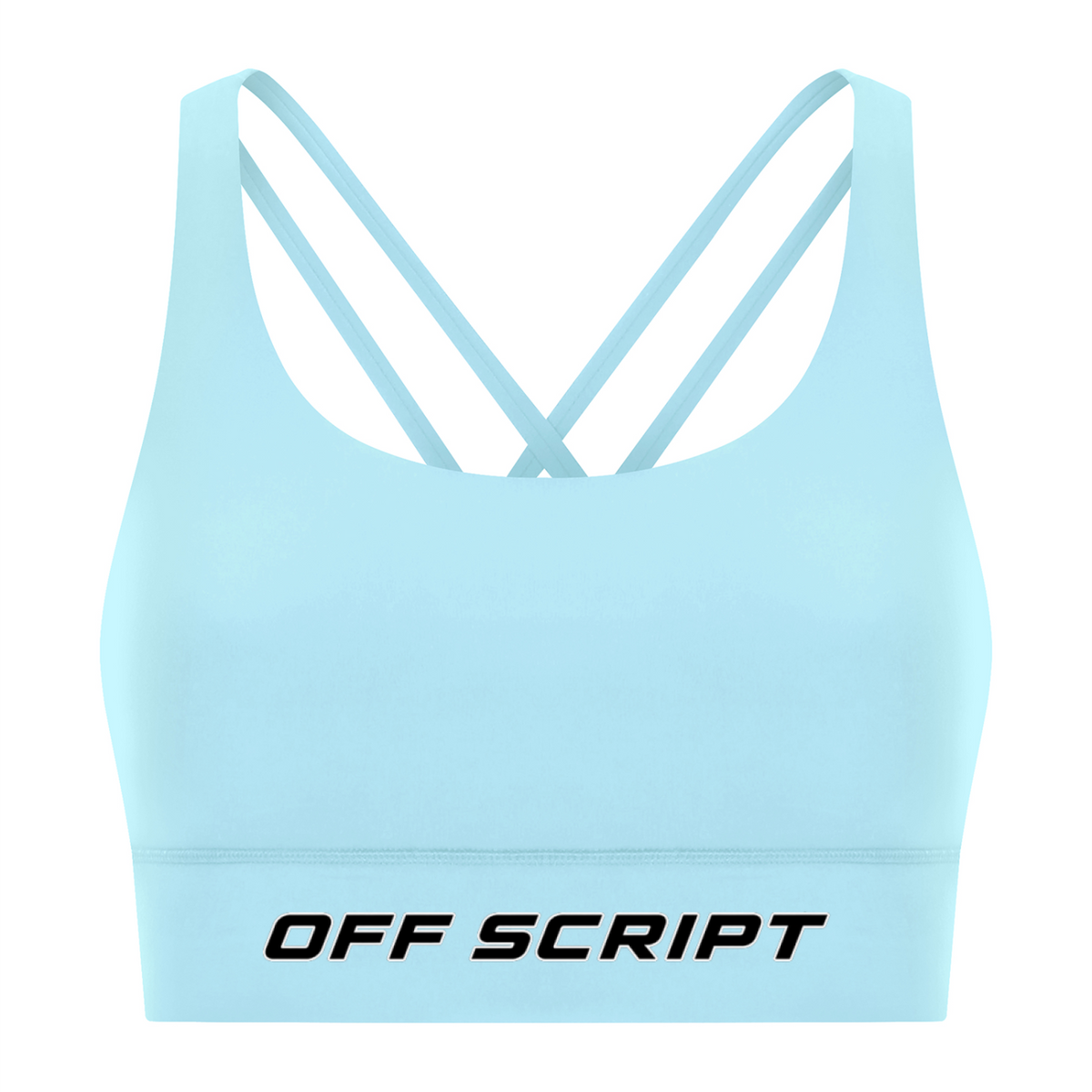 Strappy Criss-Cross Sports Bra - Light Blue front mockup