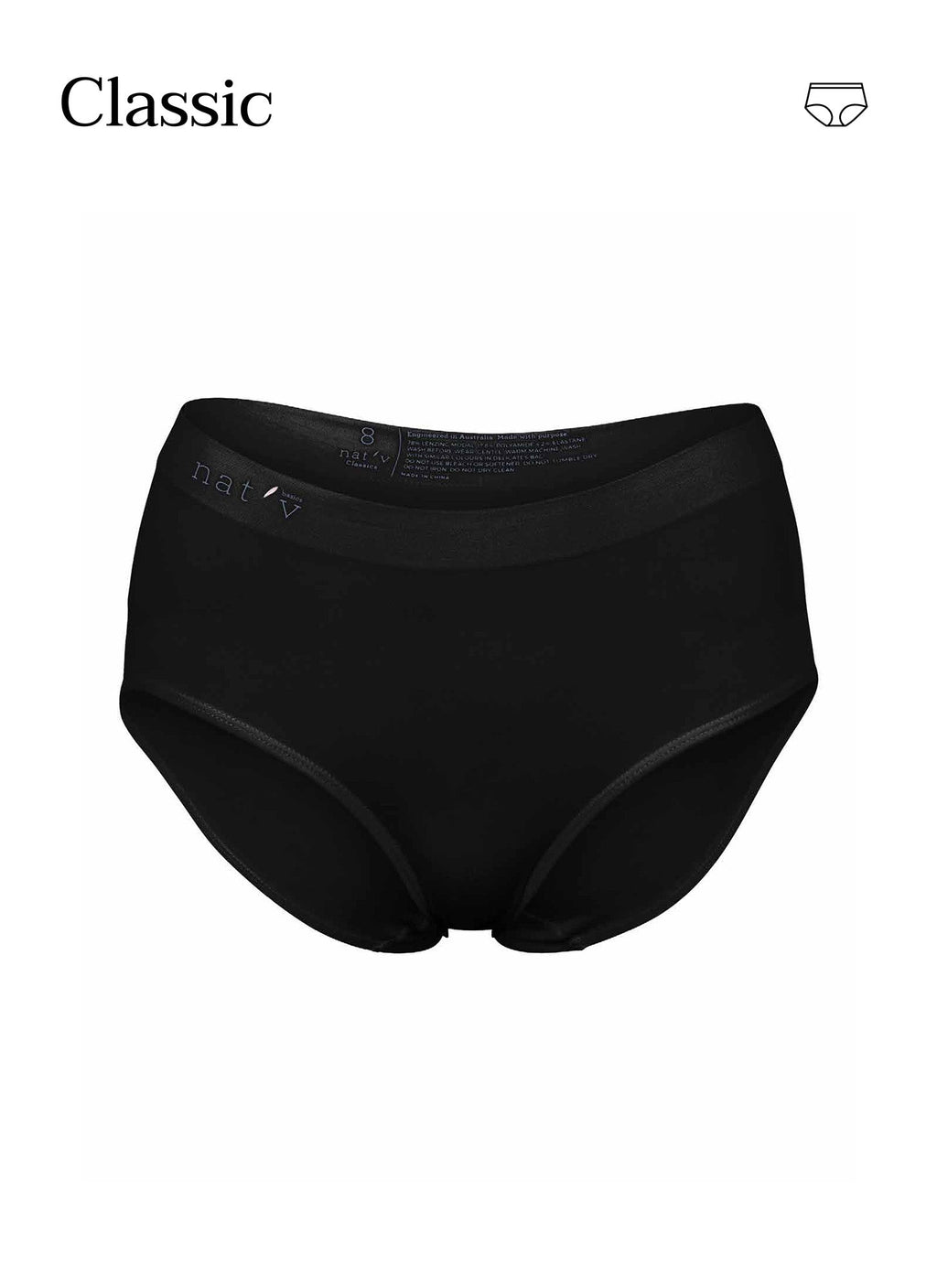 Classic Modal Full Brief Underwear - Black