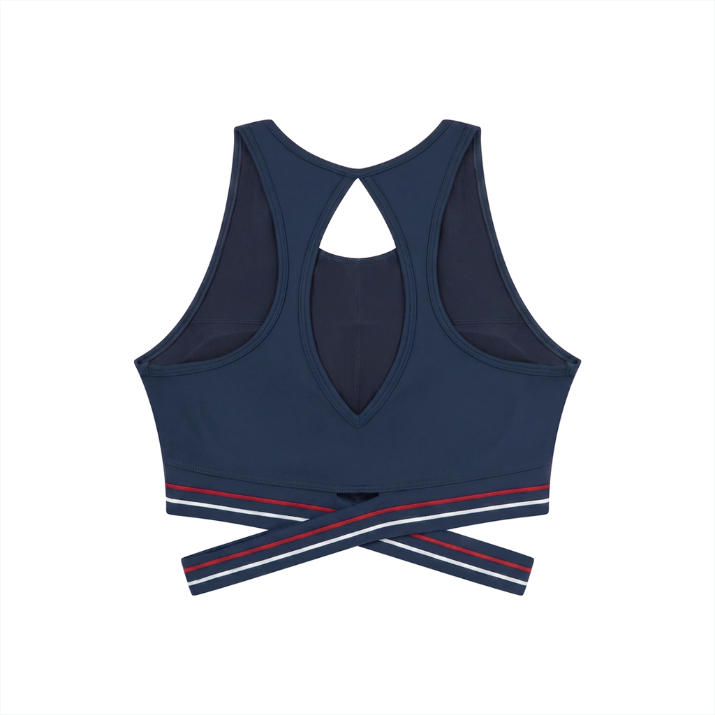 Off Script Women’s Criss-Cross Band Sports Bra - Navy Blue back