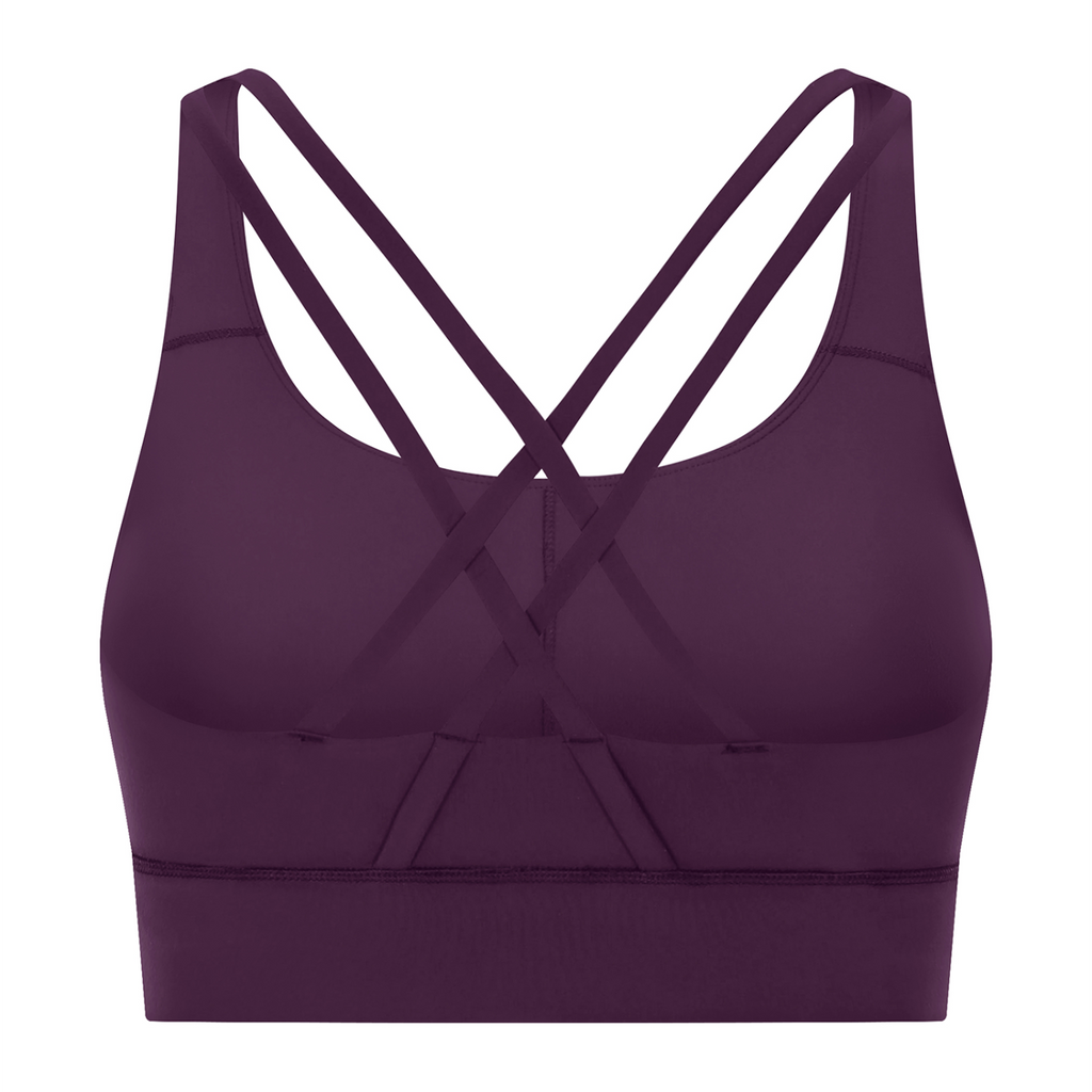Strappy Criss-Cross Sports Bra - Purple back mockup