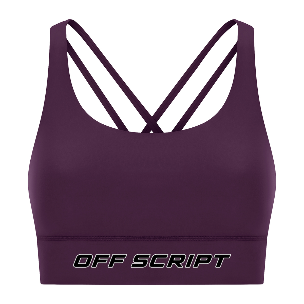 Strappy Criss-Cross Sports Bra - Purple front mockup