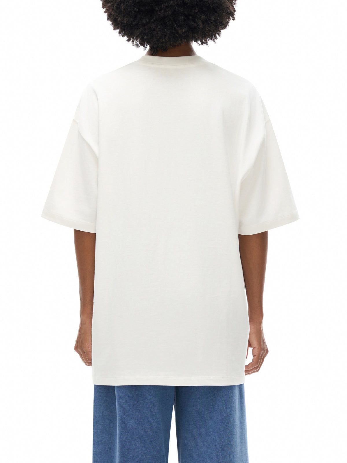 Unisex heavyweight Earth Tone T-shirt in White – back model view