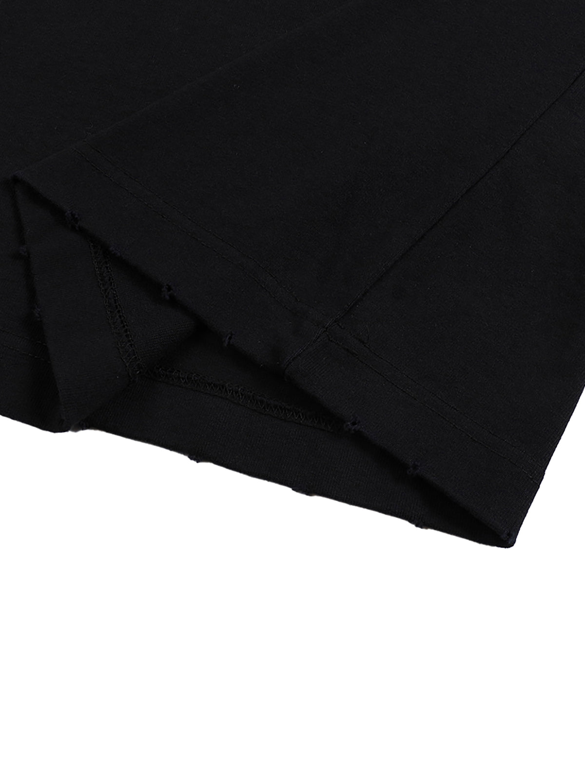 Black hand-frayed edge construction detail – heavyweight T-shirt