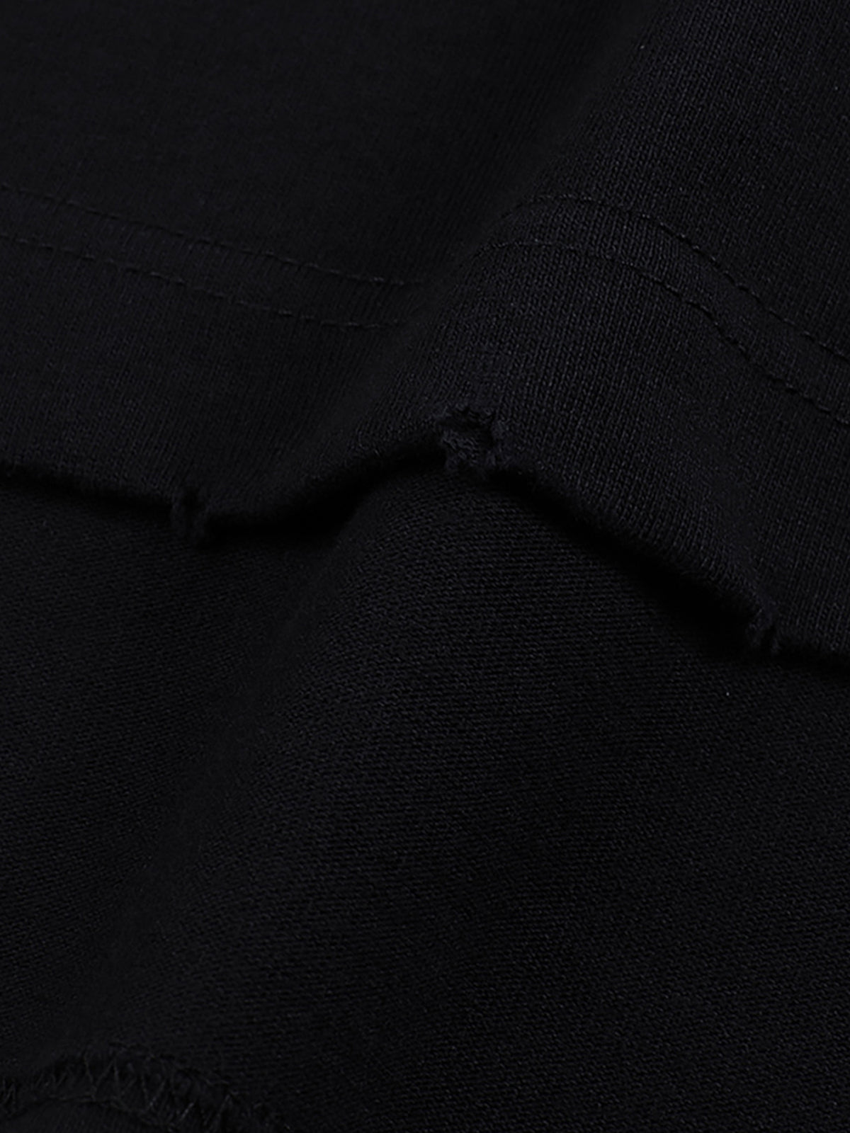 Black hand-frayed seam detail – heavyweight unisex T-shirt