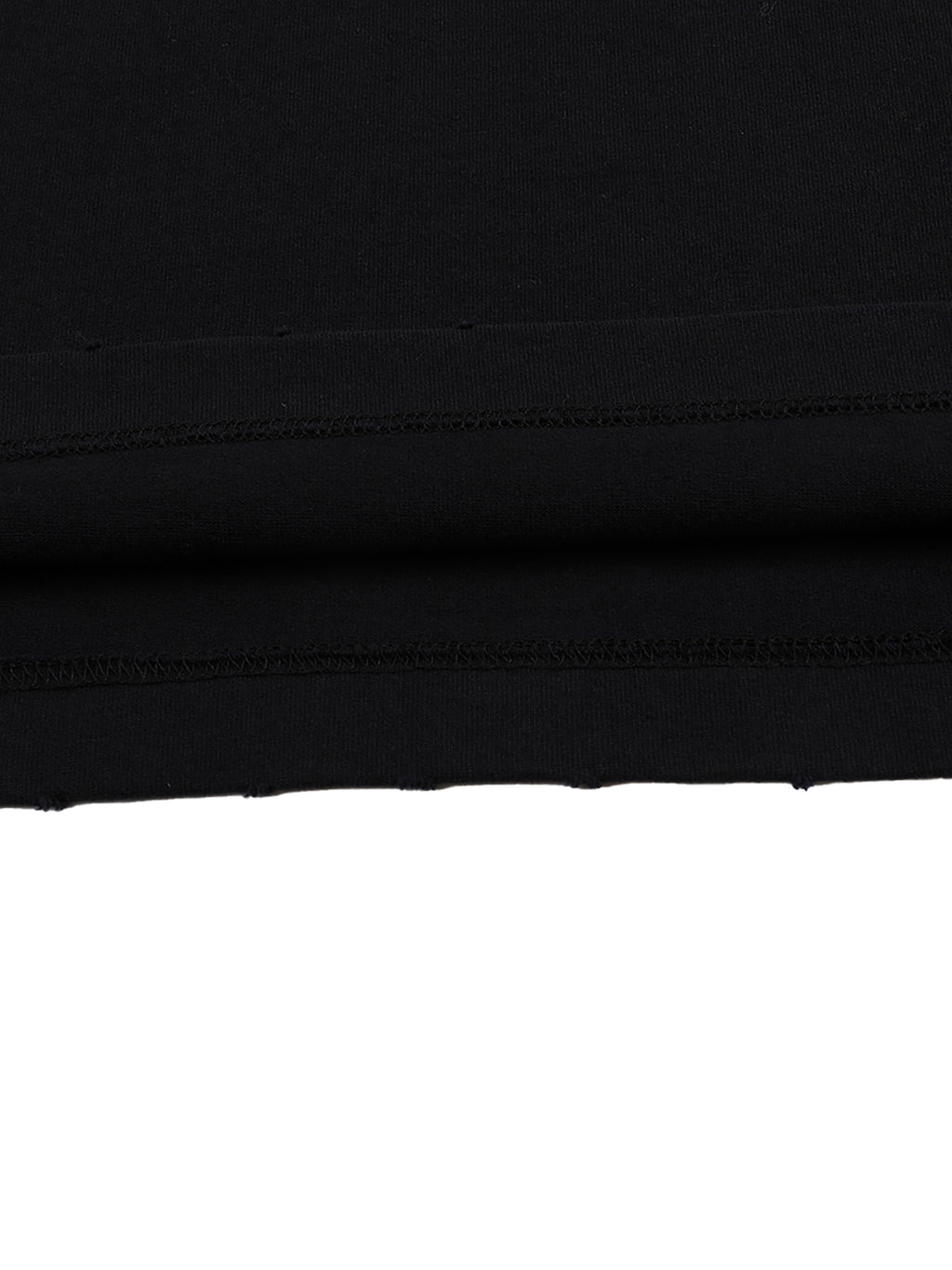 Black frayed hem detail – heavyweight hand-frayed T-shirt