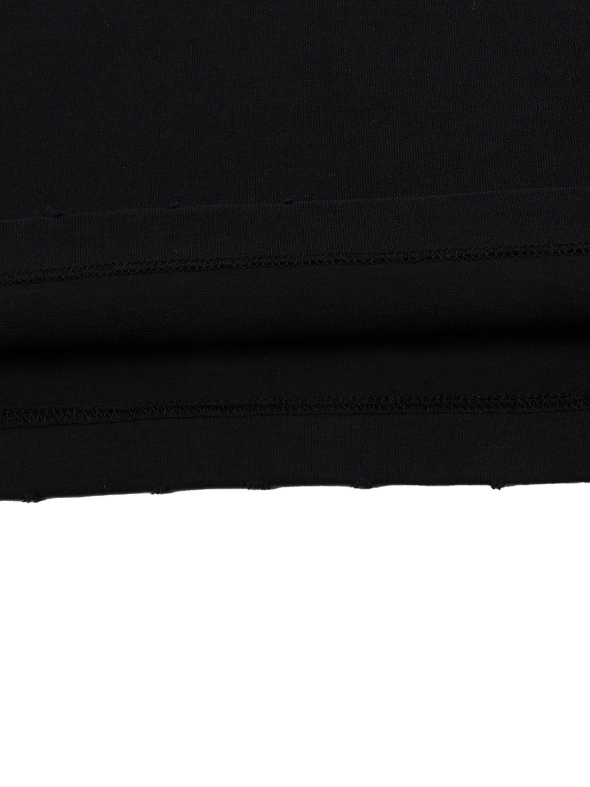 Black frayed hem detail – heavyweight hand-frayed T-shirt
