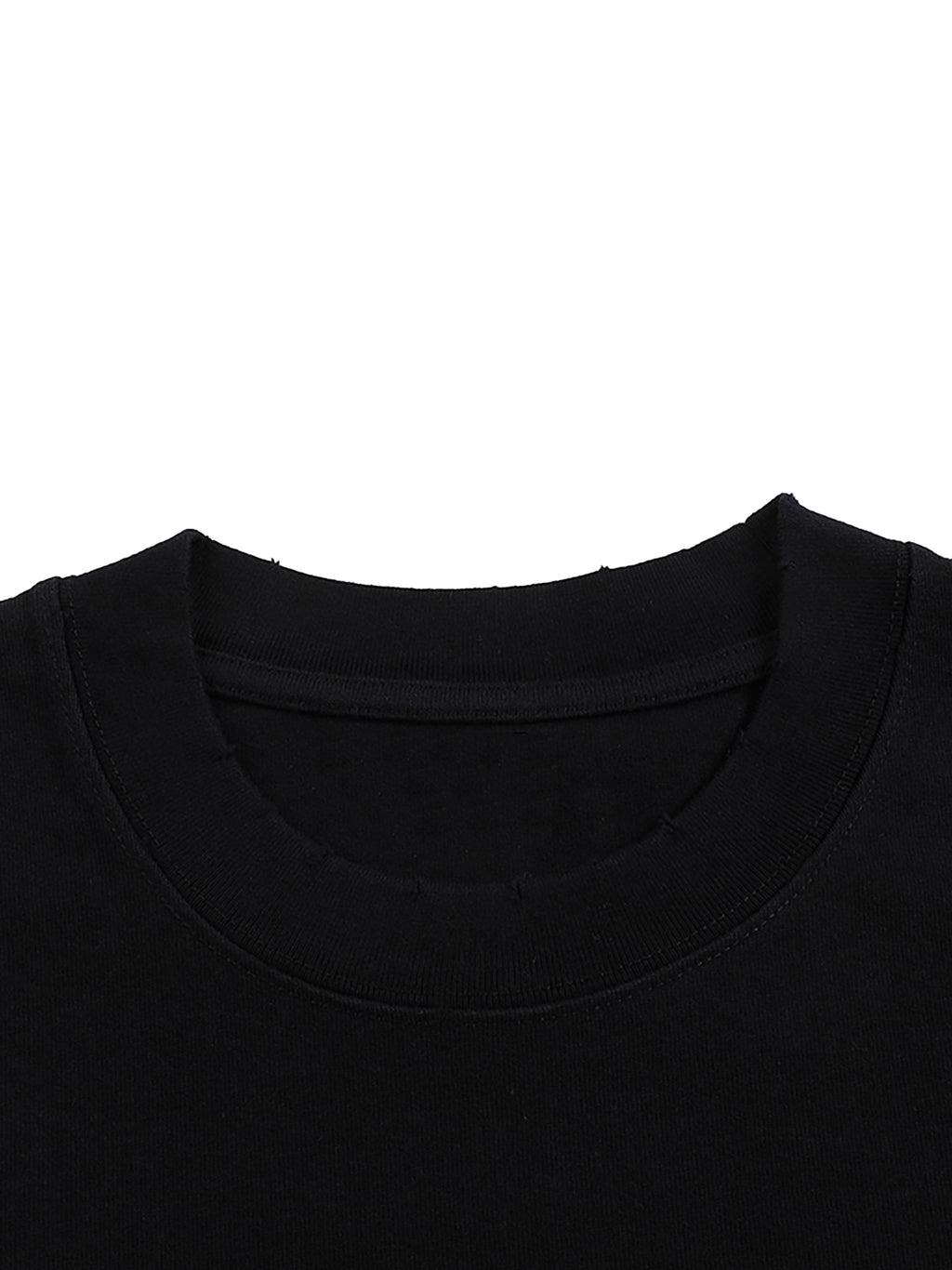Black crew neckline detail – heavyweight hand-frayed T-shirt