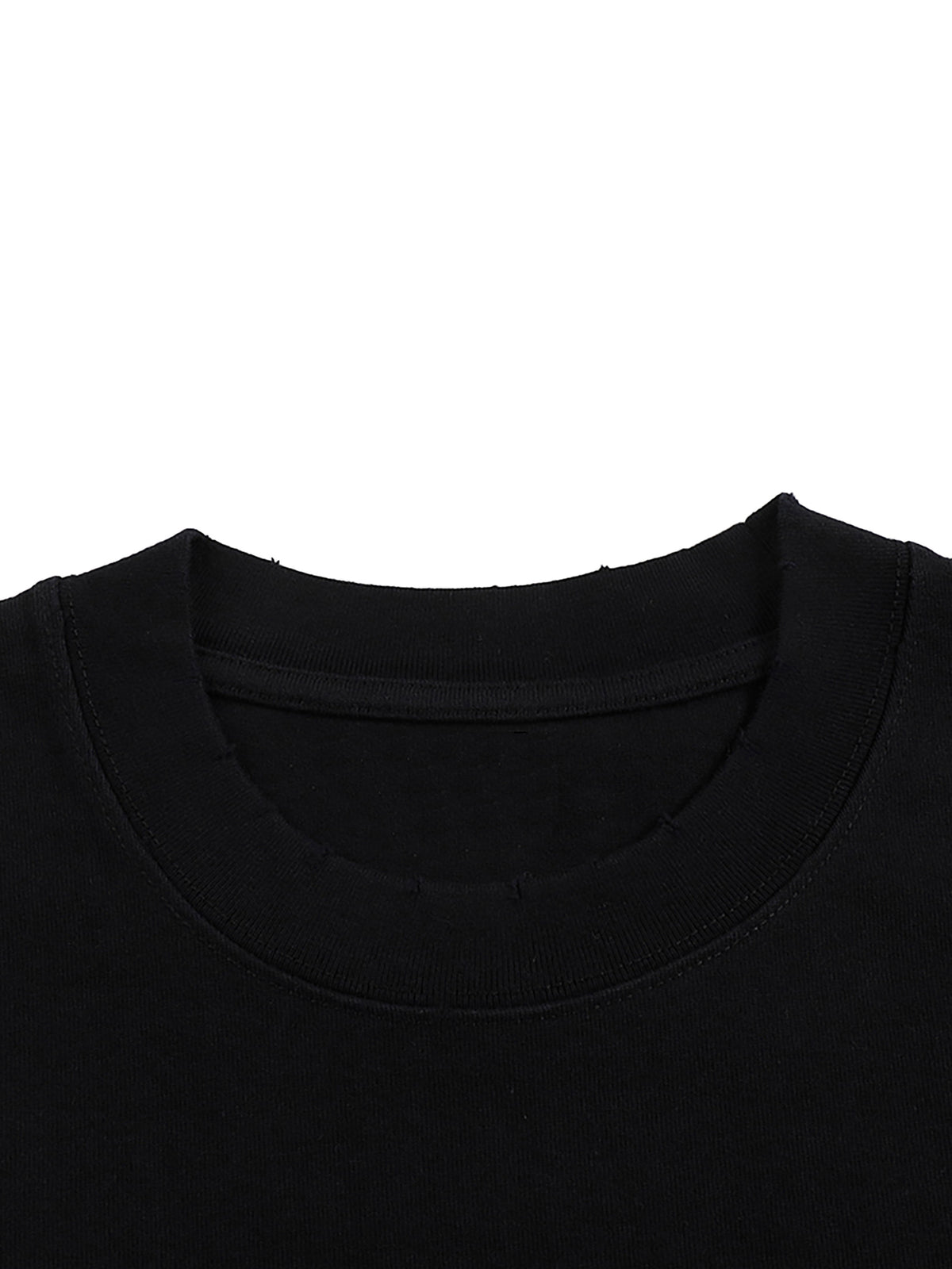 Black crew neckline detail – heavyweight hand-frayed T-shirt