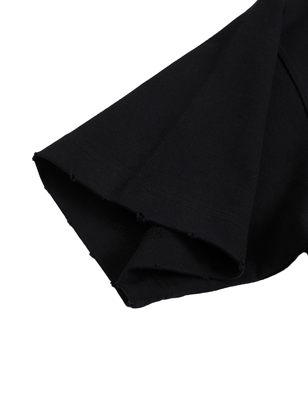 Black frayed sleeve finish detail – heavyweight unisex T-shirt
