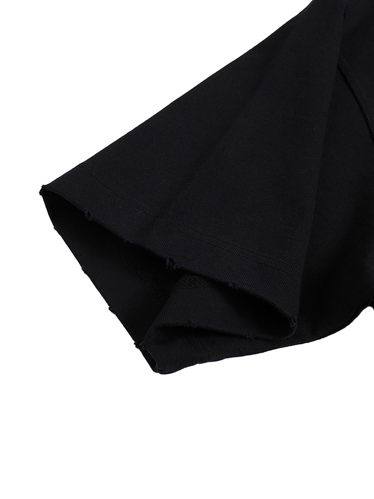 Black frayed sleeve finish detail – heavyweight unisex T-shirt