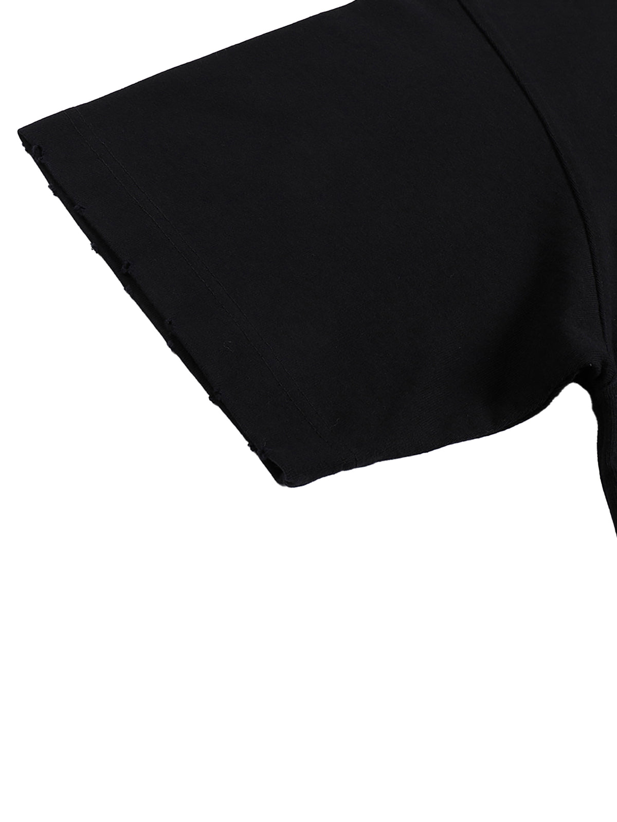 Black sleeve edge detail – heavyweight hand-frayed T-shirt