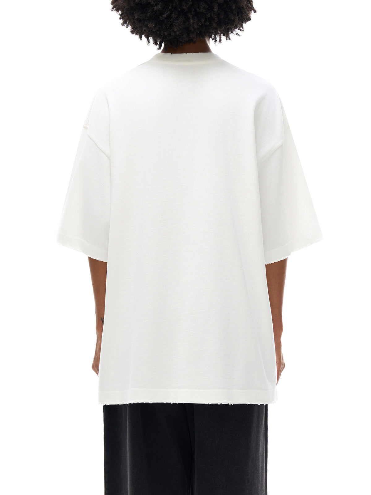 Unisex heavyweight hand-frayed T-shirt in White – back model view