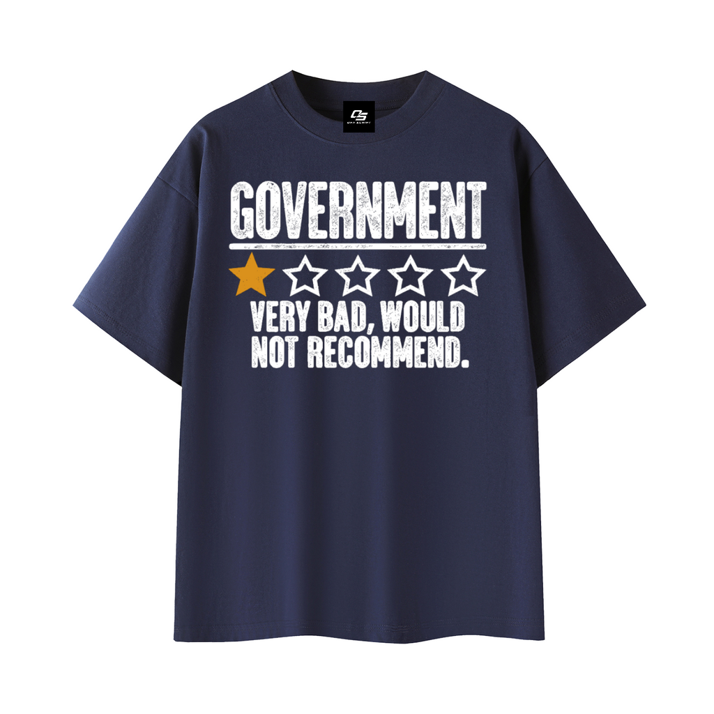 Government Very Bad Would Not Recommend Unisex Graphic T-Shirt – Navy Blue front 3D mockup