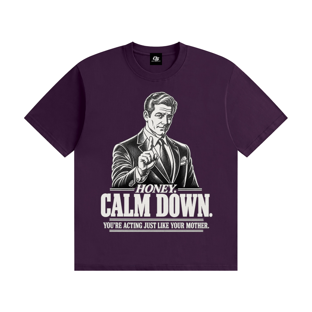 Honey Calm Down Unisex Graphic Cotton T-Shirt - Purple front view