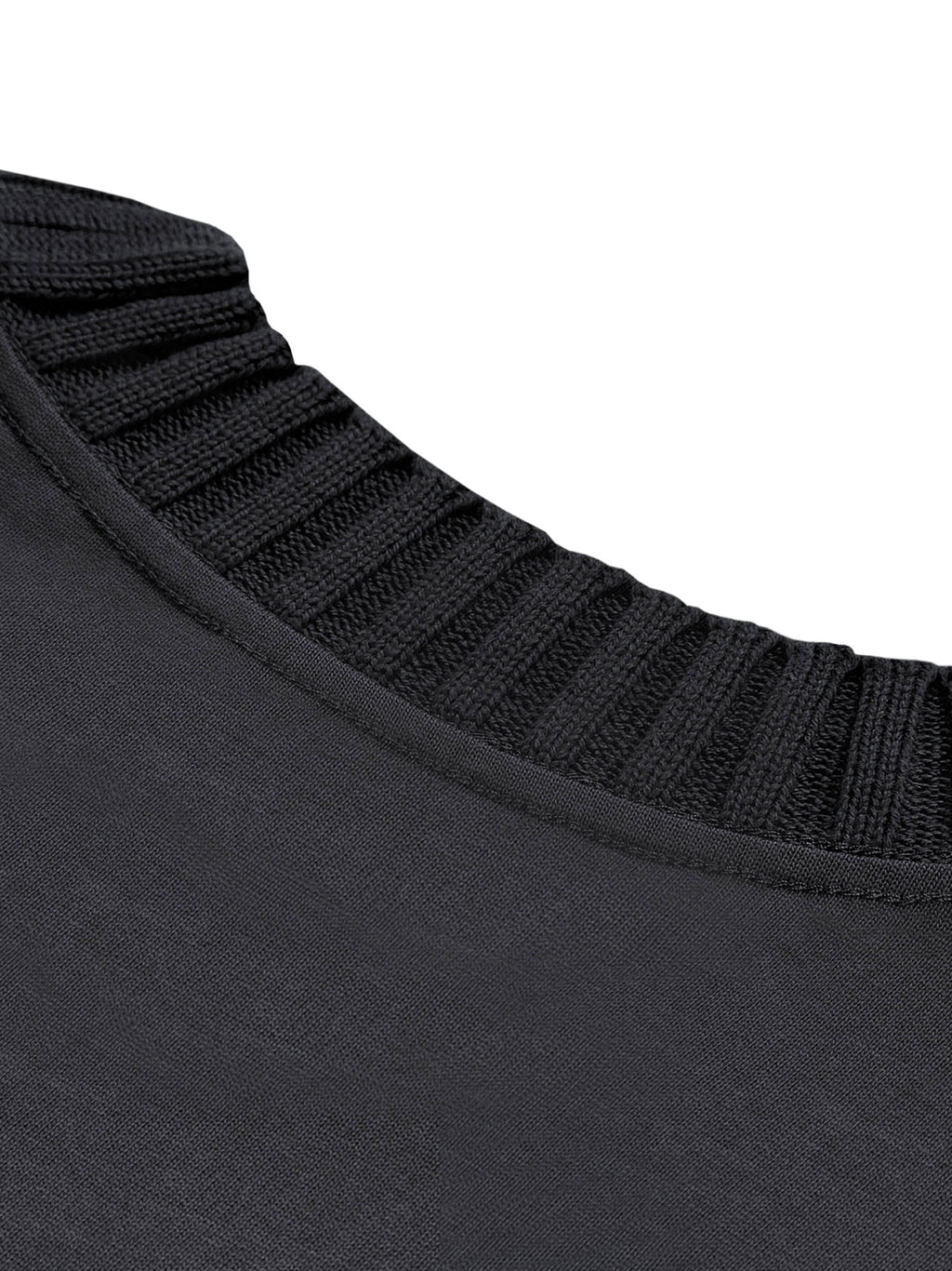 Black ribbed collar detail – heavyweight knitted crewneck T-shirt