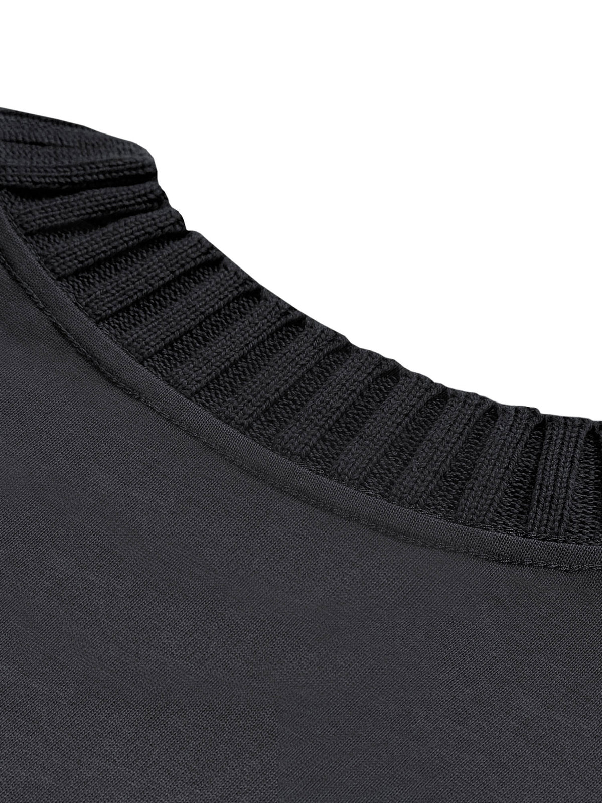 Black ribbed collar detail – heavyweight knitted crewneck T-shirt