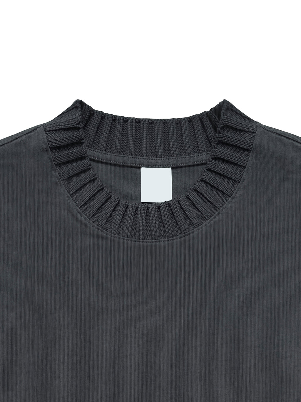 Black knitted crew neckline detail – heavyweight unisex T-shirt